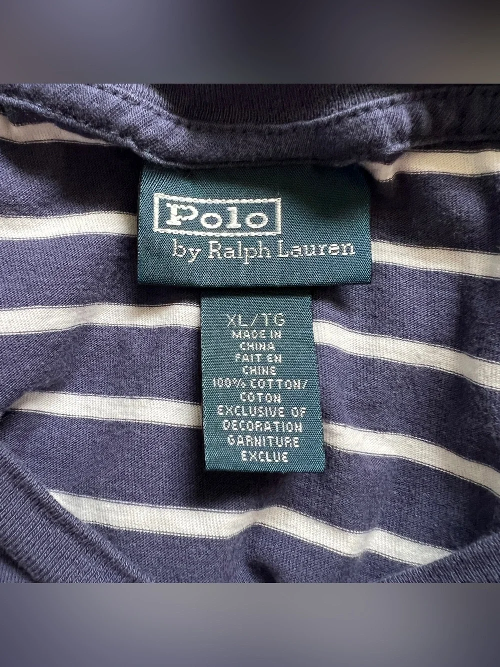 Polo Ralph Lauren Striped V-Neck T-shirt‎ Preppy Minimalist Old Money Sz XL